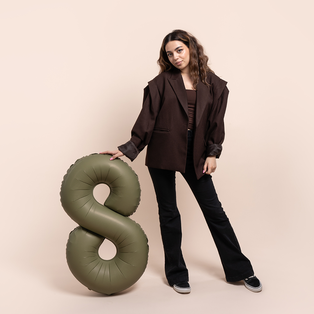 Шар (40''/102 см) Цифра, 8 Slim, Оливковый, Матовый, 1 шт.