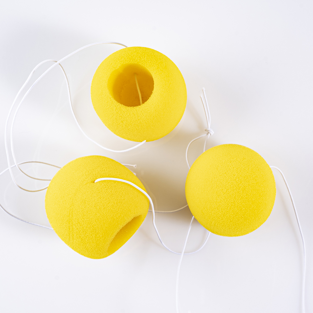 Нос клоуна, на резинке, Желтый, 3 шт. в упак. 