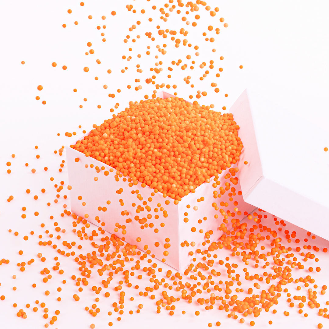 Шарики пенопласт, Оранжевый, 2-4 мм, 10 гр.