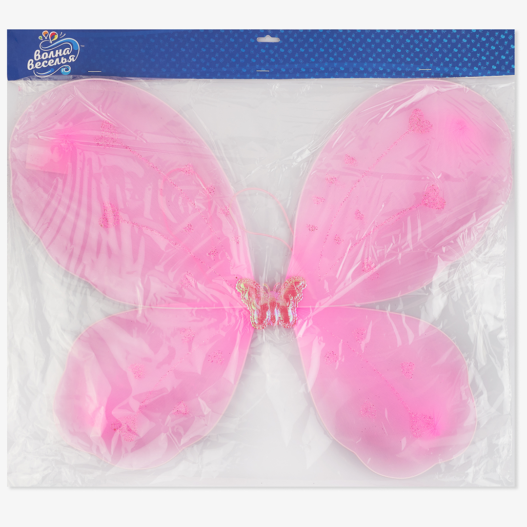 Крылья, Бабочка, Розовый, с блестками, 48*37 см, 1 шт. 