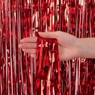 Занавес Дождик Электрик, Красный, Голография, 100*200 см, 1 шт.