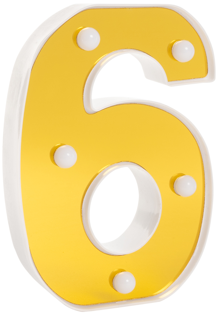 Световая фигура Цифра, 6/9, 16 см. Золото, 1 шт.