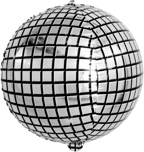 Шар 3D (22''/56 см) Сфера, Диско, Серебро, 1 шт. в уп. (цв.этик.)