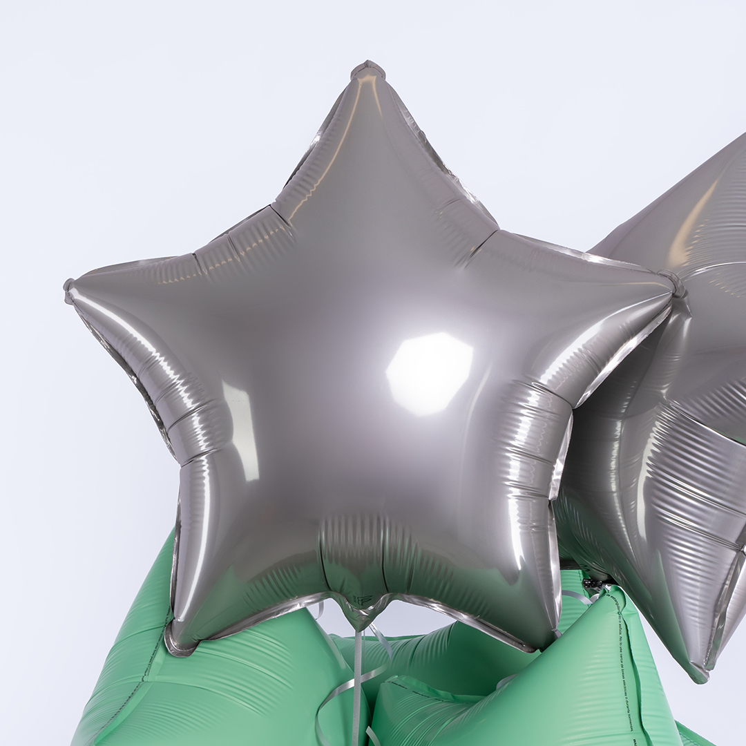 Шар (18''/46 см) Звезда, Лунное Серебро, Матовый, 1 шт.