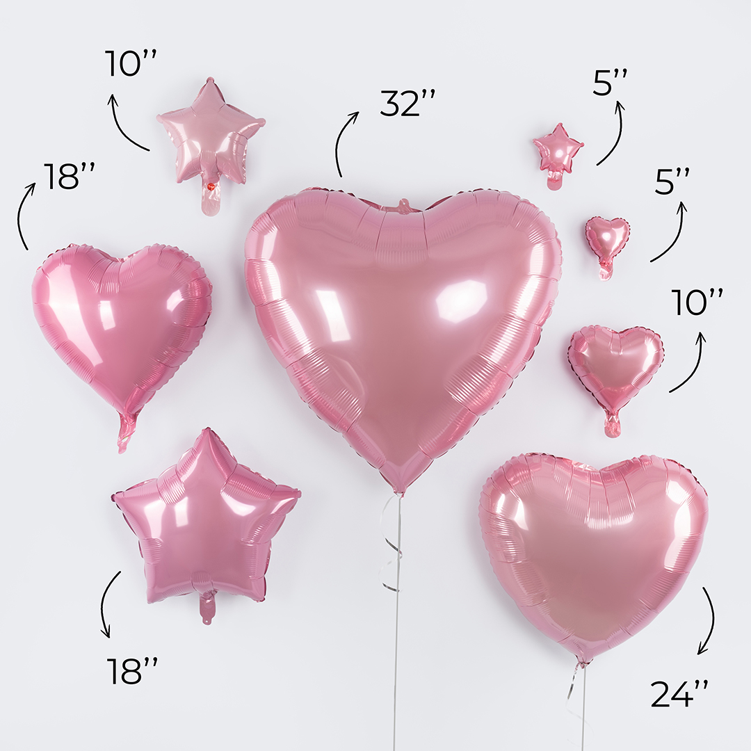 Шар с клапаном (5''/13 см) Микро-звезда, Розовый, 1 шт.