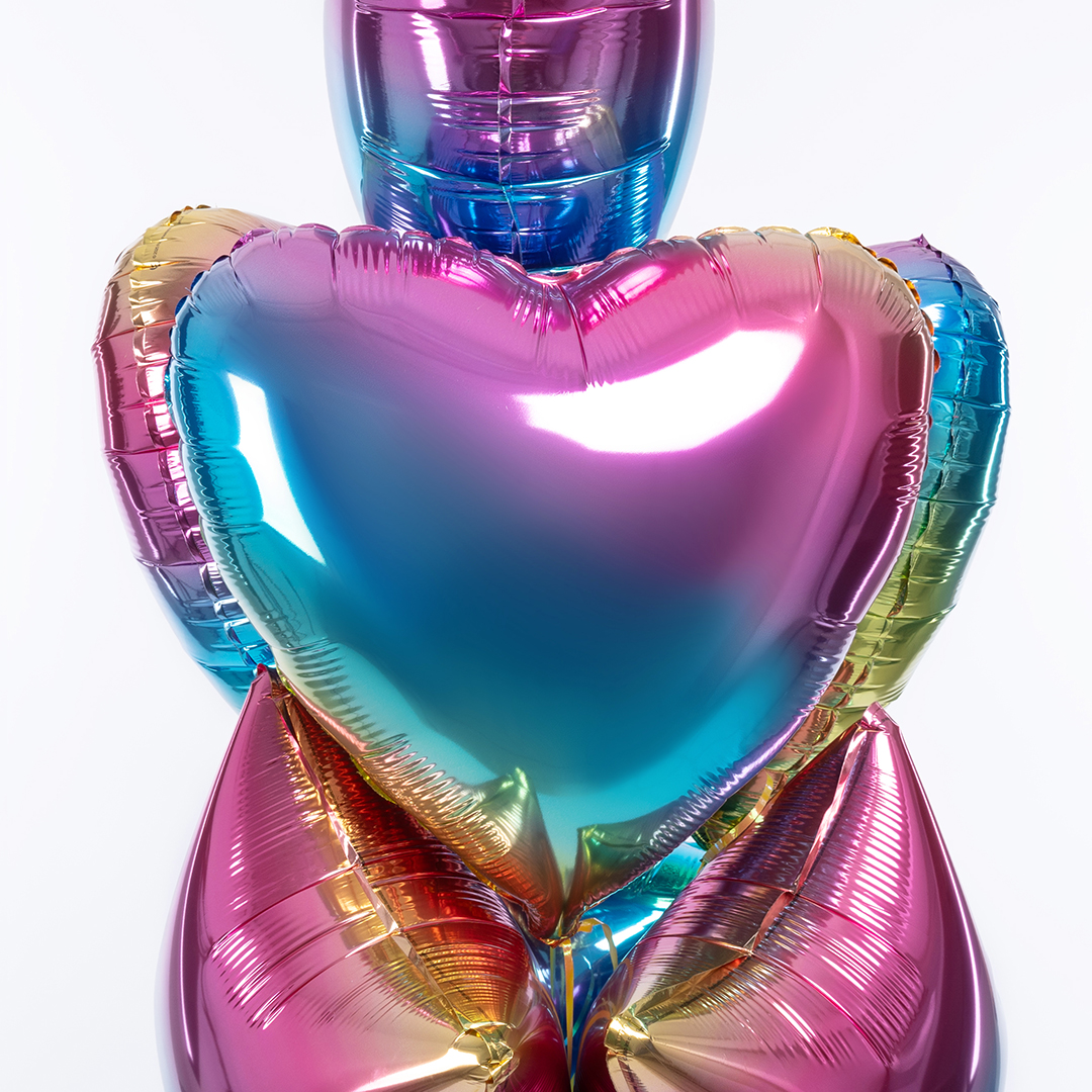 Шар (18''/46 см) Сердце, Нежная радуга, Градиент, 1 шт.