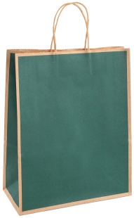 Пакет подарочный, Крафт 120гр, Стильный кант, Дизайн №2, Темно-зеленый, 21*15*8 см, 1 шт.
