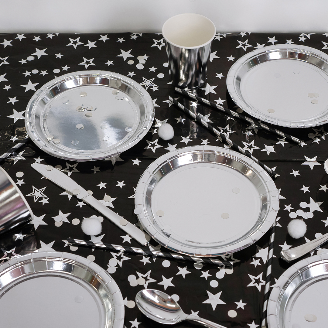 Тарелки (9''/23 см) Серебро, Металлик, 6 шт.