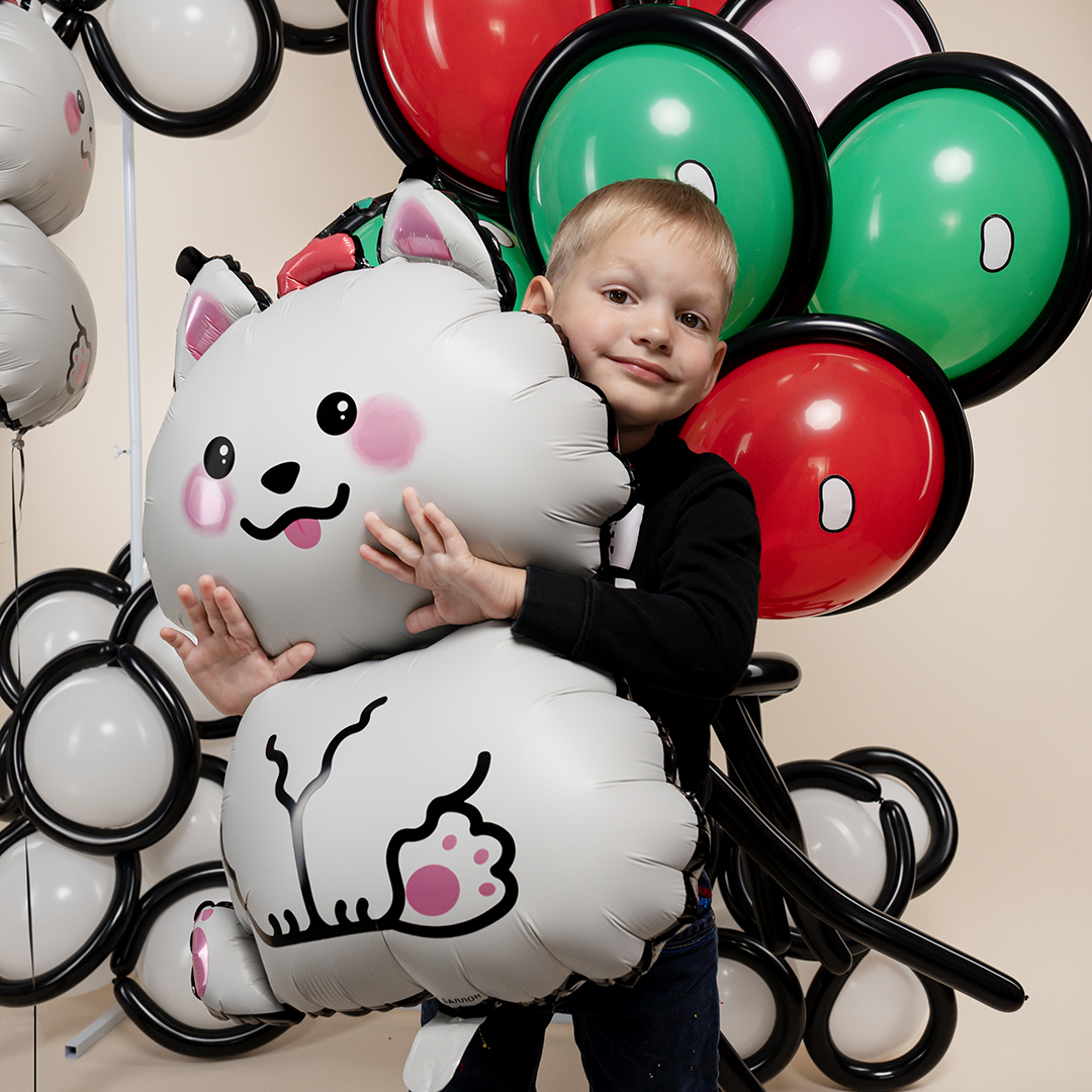 Шар (37''/94 см) Фигура, Белый песик, 1 шт. в уп.