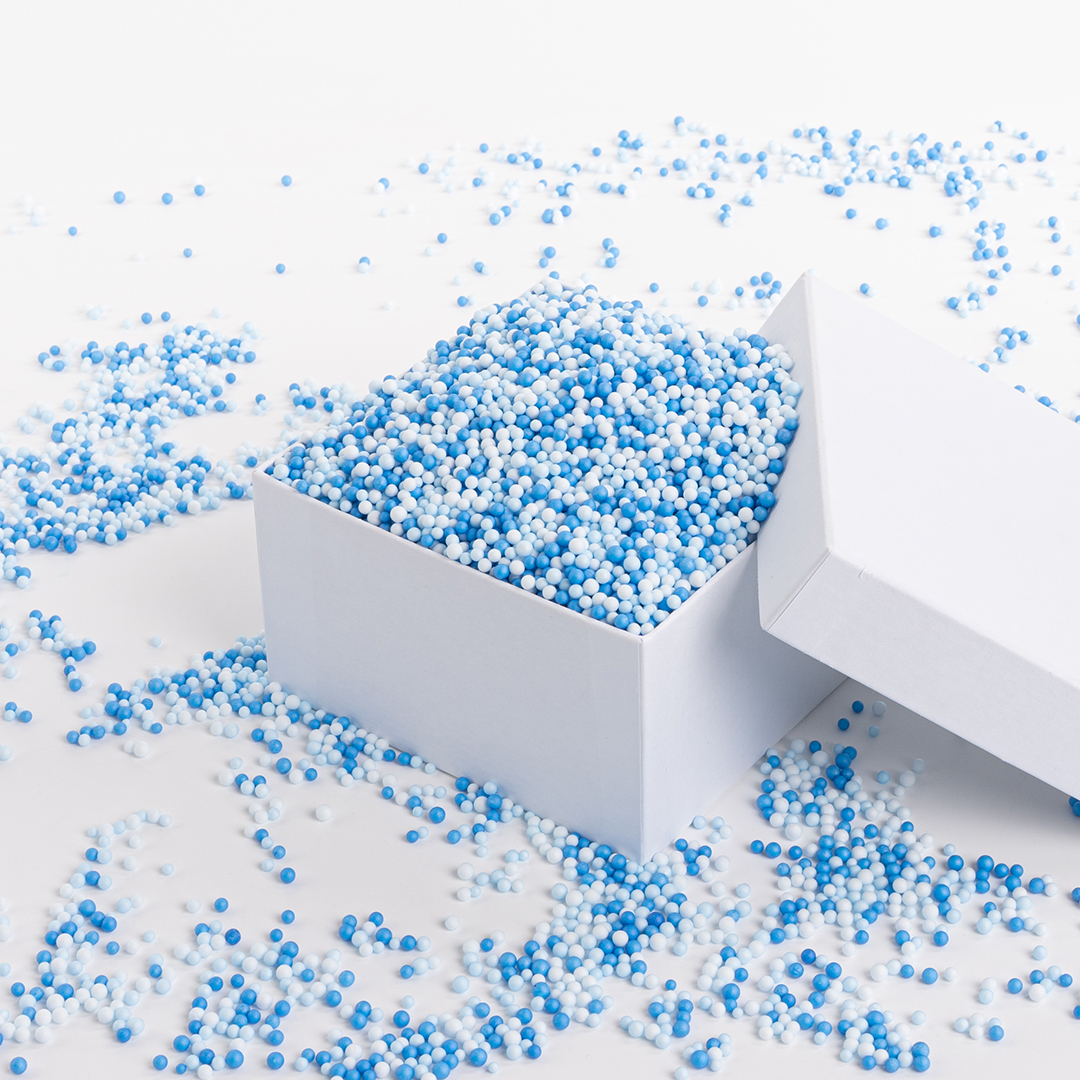 Шарики пенопласт, Цветной микс, Голубой/Синий, 2-4 мм, 10 гр.