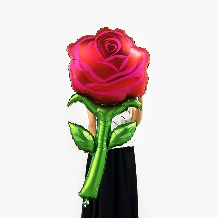 Шар (53''/135 см) Цветок, Роза, Красный, 1 шт.