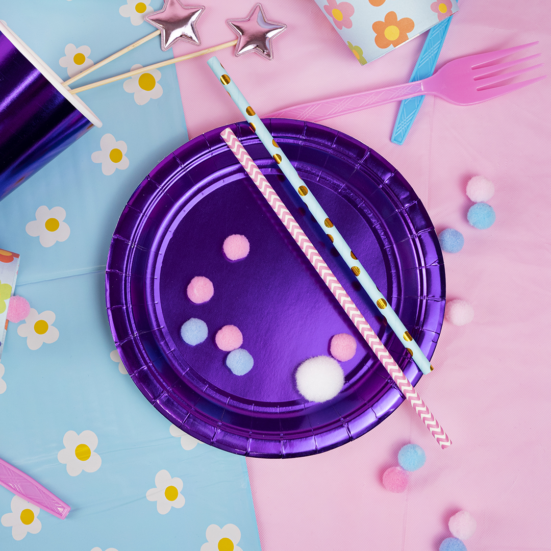 Тарелки (7''/18 см) Фиолетовый, Металлик, 6 шт.
