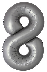 Шар (40''/102 см) Цифра, 8 Slim, Лунное Серебро, Матовый, 1 шт.
