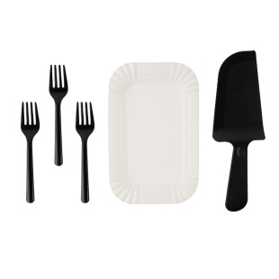 Десертный набор, Классик, Тарелки, Вилки, Нож, Черный, 11 шт. в упак. 
