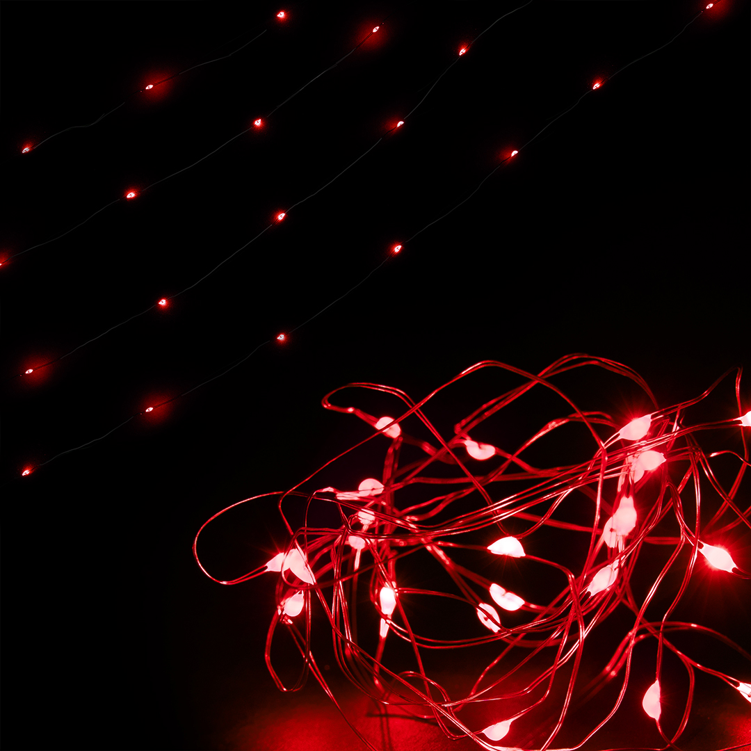 Светодиодная гирлянда, Роса 10 Led, IP10, 1 м. Красный, 1 шт.