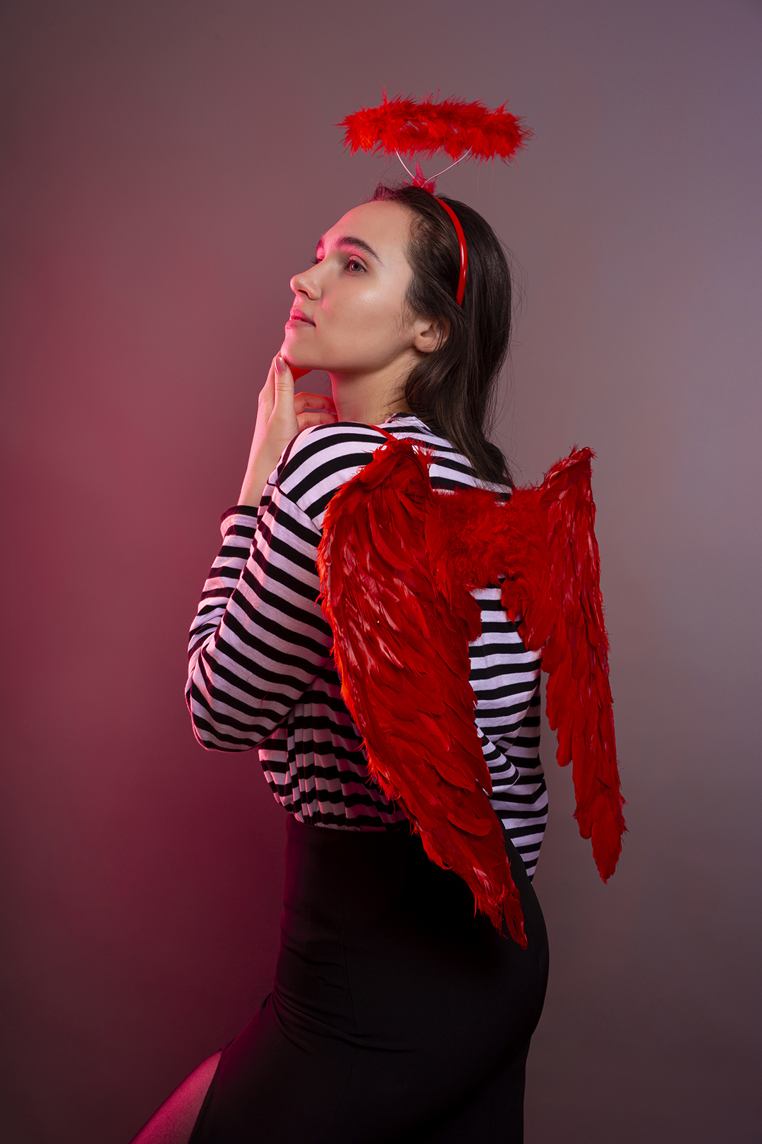 Ободок, Ангел, Красный, 1 шт. 