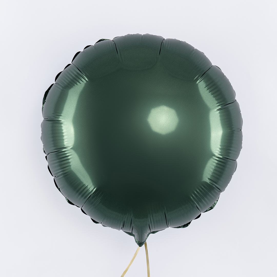 Шар (18''/46 см) Круг, Темно-зеленый, Сатин, 1 шт.