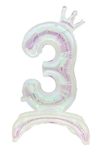 Шар (32''/81 см) Цифра на подставке, 3 Корона, Хамелеон, Хамелеон, 1 шт. в уп.