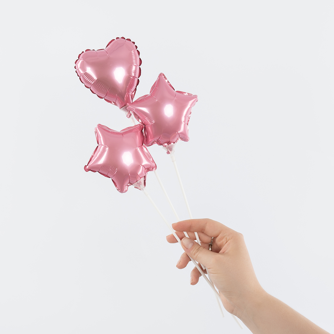 Шар с клапаном (5''/13 см) Микро-звезда, Розовый, 1 шт.