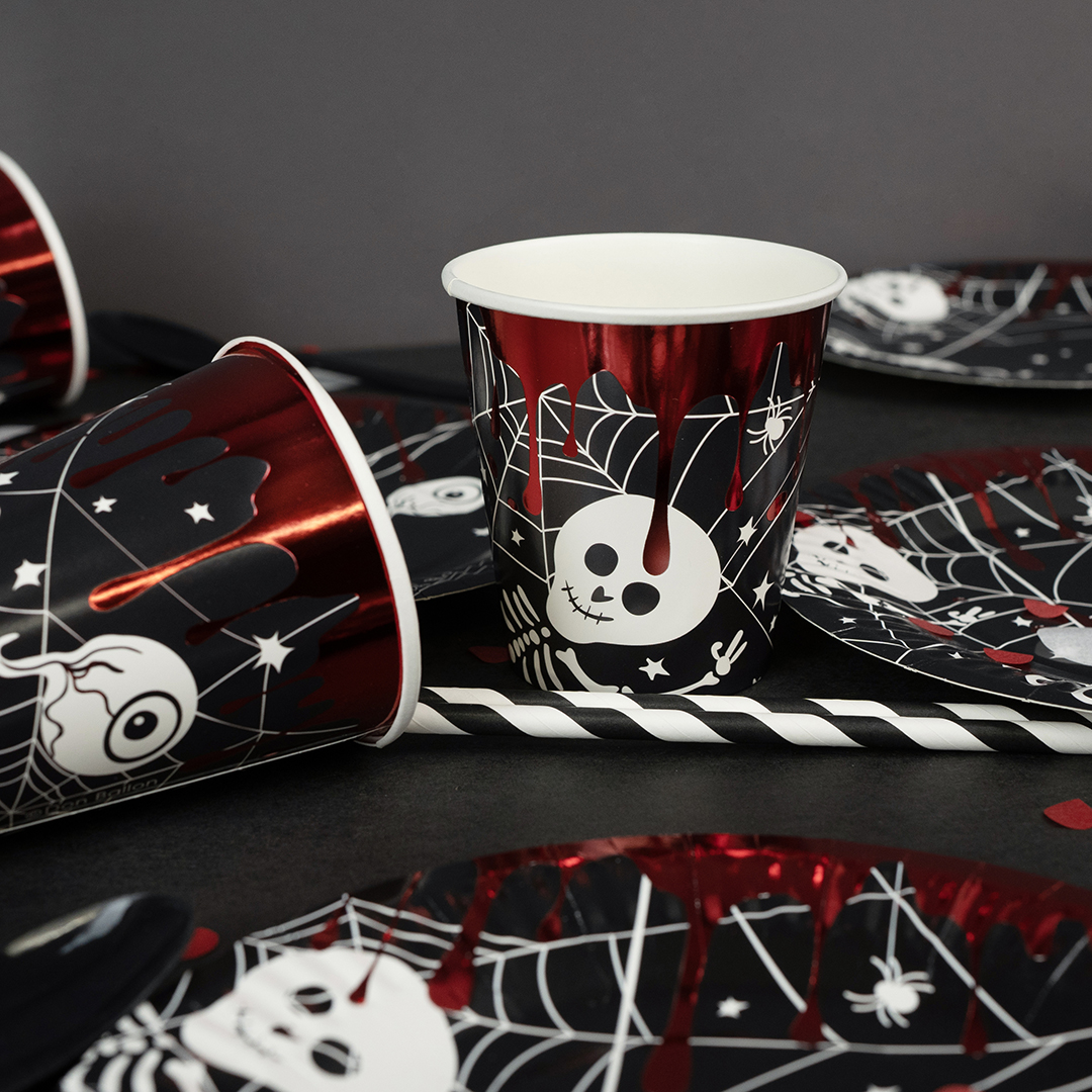 Стаканы (250 мл) Хэллоуин, Черный/Красный, Металлик, 6 шт.