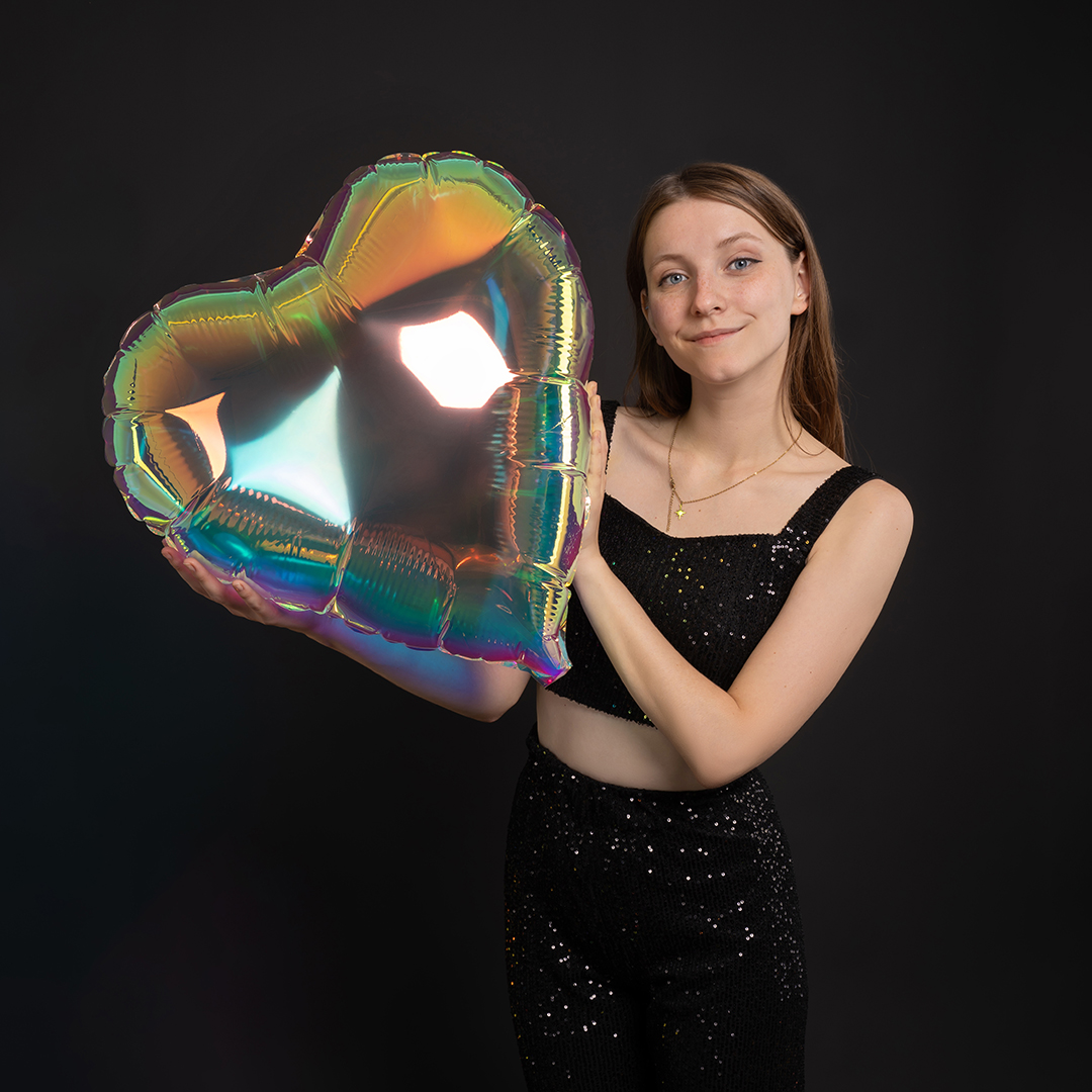 Шар (24''/61 см) Сердце, Зеркальный, Хамелеон, 1 шт. в уп.