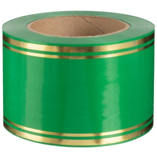 Лента (8 см*50 м) Золотые полоски, Зеленый, 1 шт.