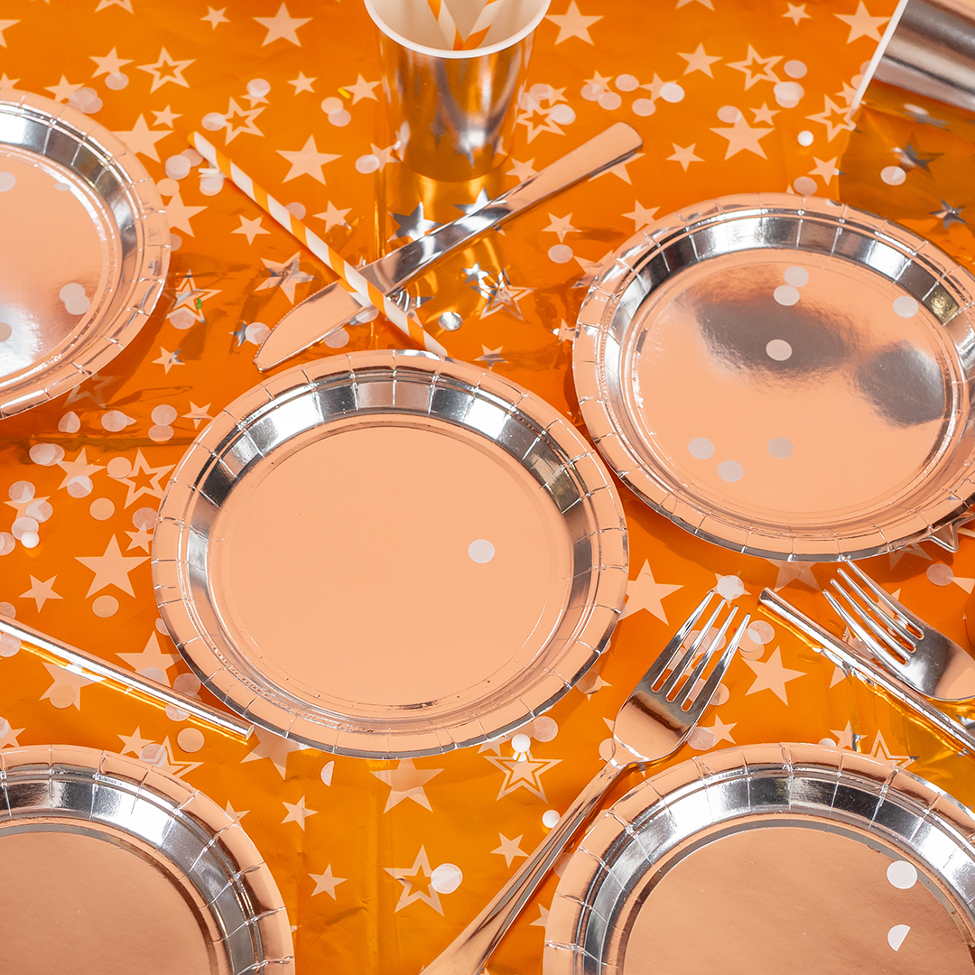 Тарелки (9''/23 см) Серебро, Металлик, 6 шт.