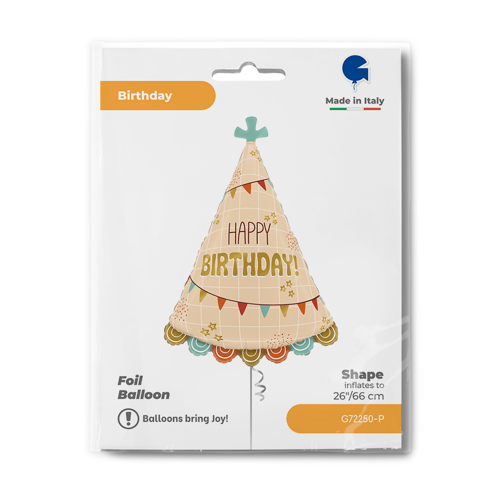 Шар (26''/66 см) Фигура, Праздничный колпачок, 1 шт. в уп.