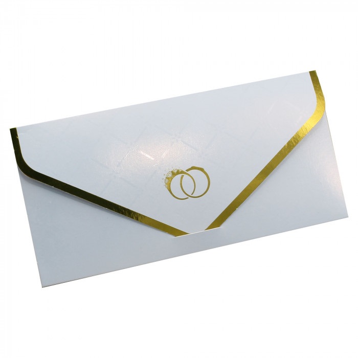 Конверт из дизайнерской бумаги, Свадебные кольца, Металлик, 1 шт.