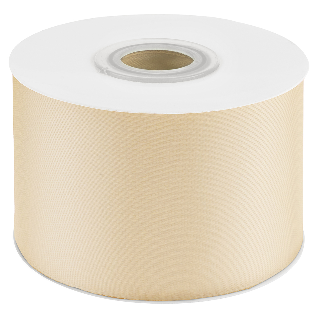 Лента атласная (5 см*22,85 м) Белое золото, 1 шт.