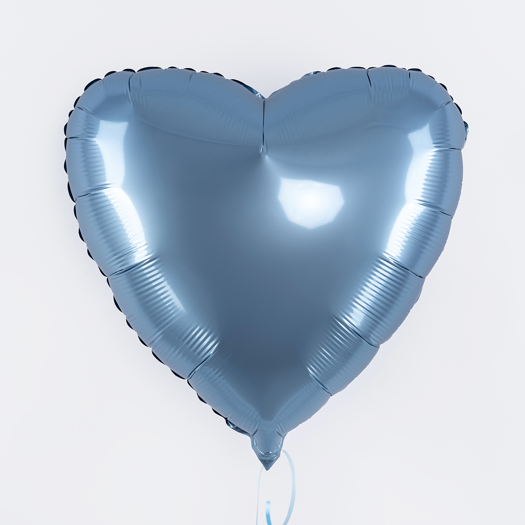 Шар (18''/46 см) Сердце, Стальной синий, Сатин, 1 шт.