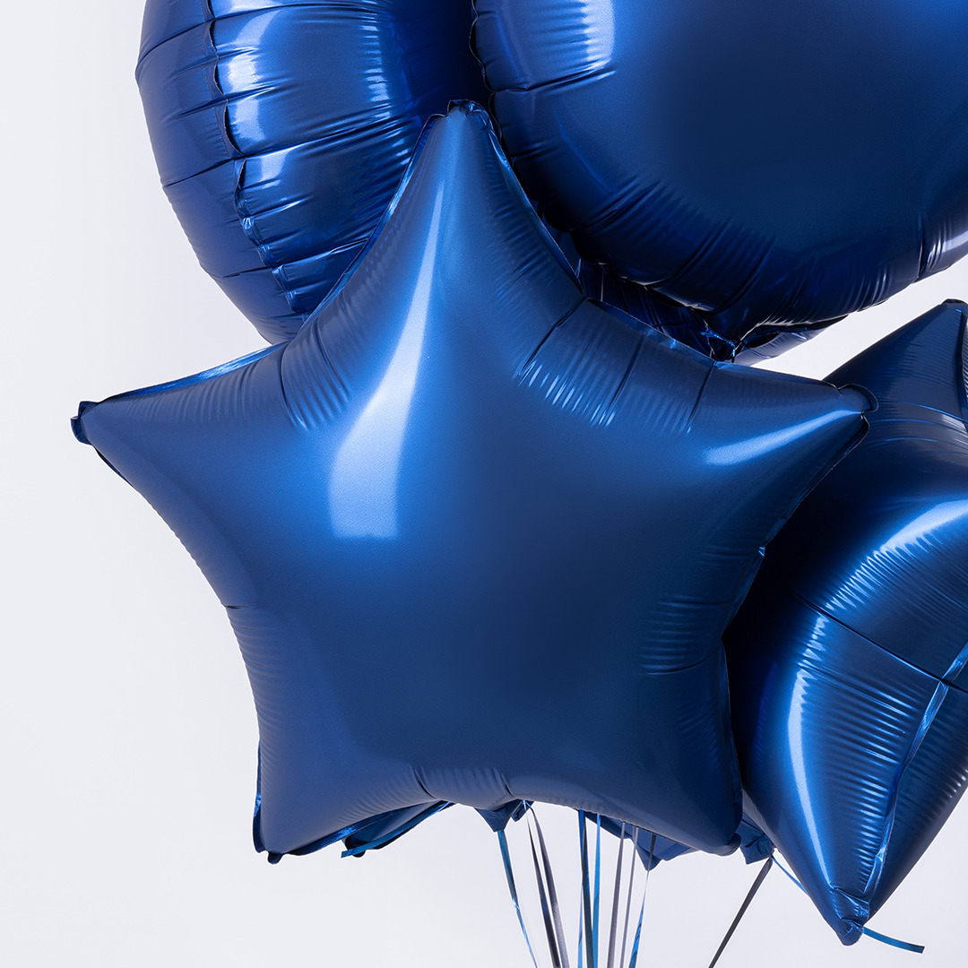 Шар (18''/46 см) Звезда, Темно-синий, Сатин, 1 шт.