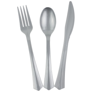 Набор столовых приборов, Вилки,Ложки,Ножи: 3*6 шт, 17-18 см, Матовое серебро, 18 шт. в упак. 