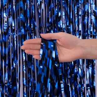 Занавес Дождик Зигзаги, Синий, Металлик, 100*200 см, 1 шт.