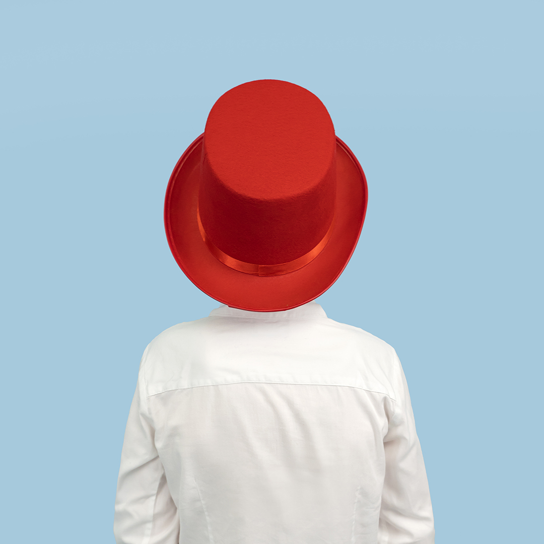 Шляпа, Цилиндр, фетр, Красный, 56-58 разм., 1 шт. 