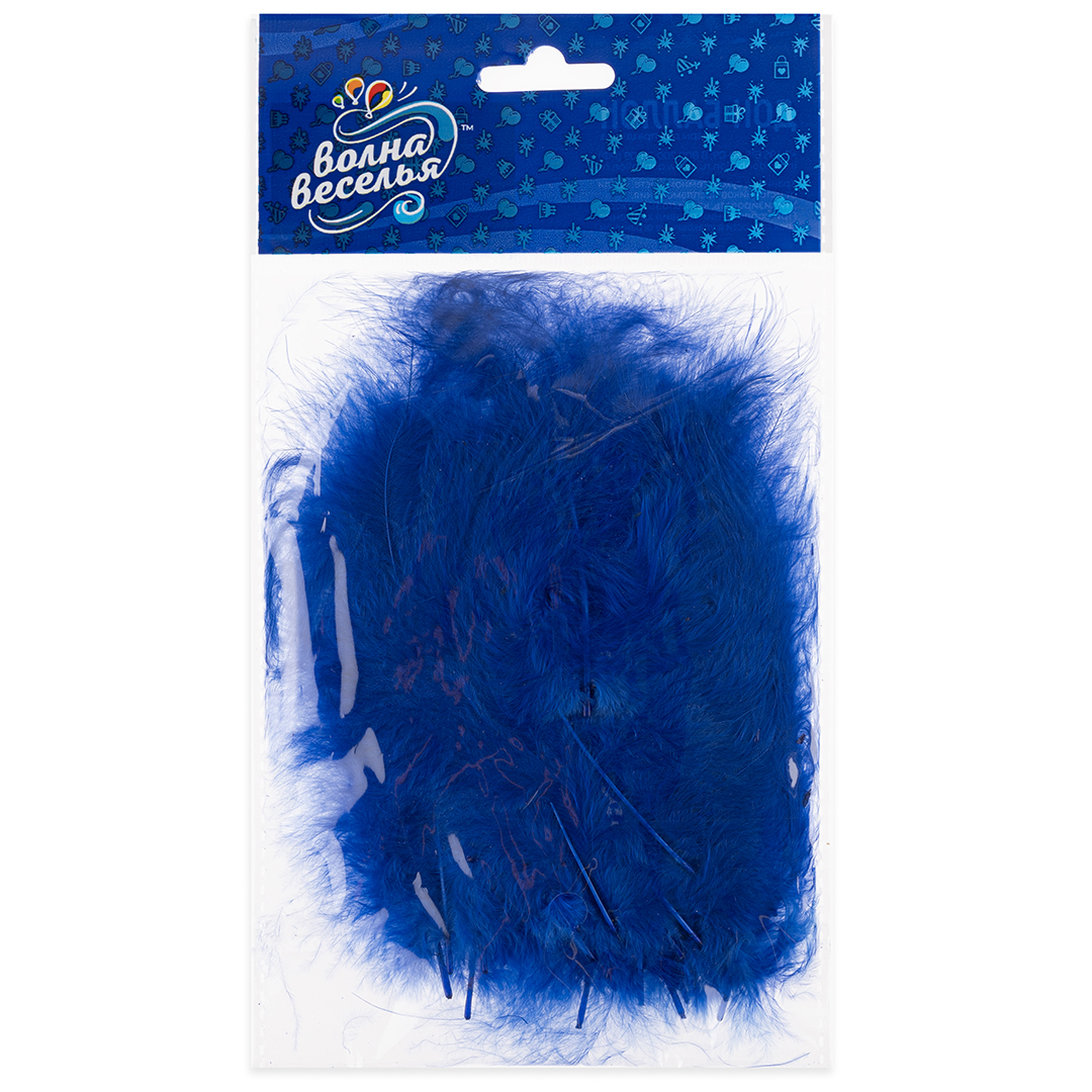 Перья, Премиум, Синий, 12-15 см, 30 шт.