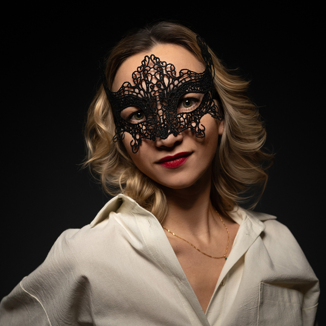 Маска кружевная, фигурная, Фантазия, Черный, 16*24 см, 1 шт. 