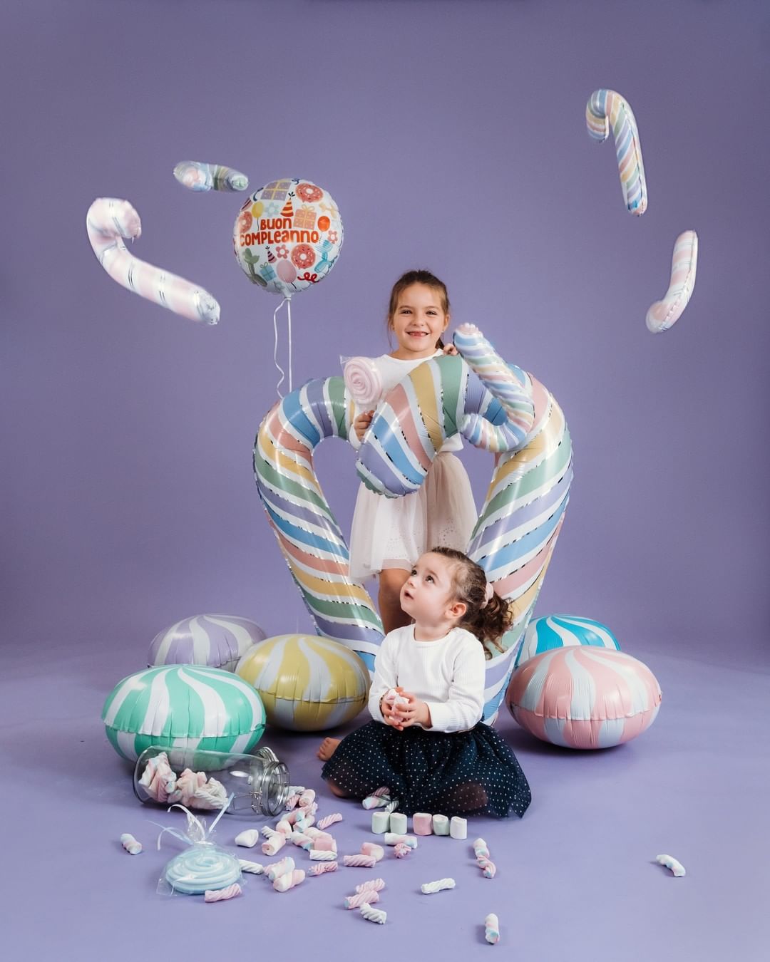 Шар (12''/30 см) Мини-фигура, Леденец трость, Макарунс, 1 шт.