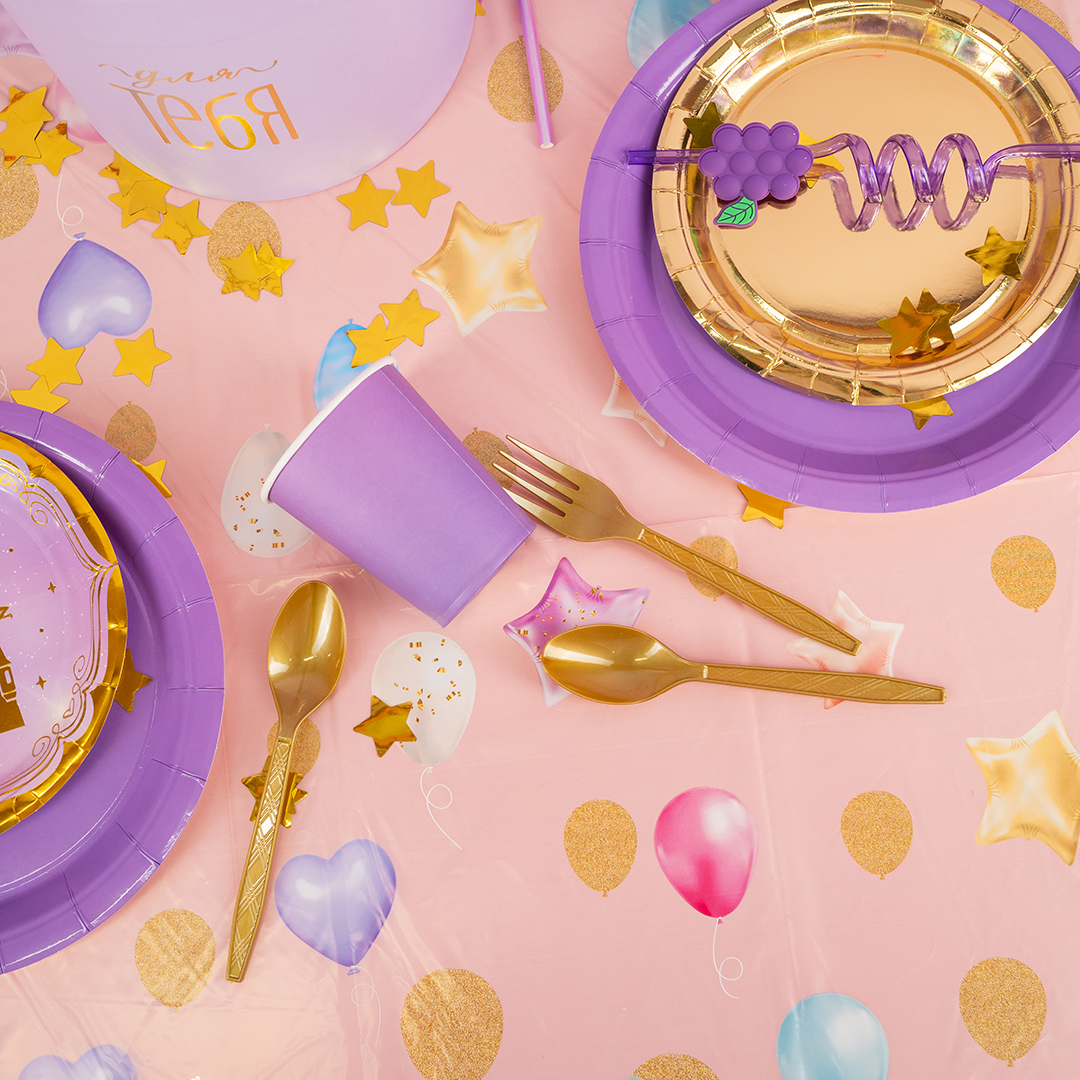 Скатерть одноразовая, Праздничные шарики, Розовый, 120*180 см, 1 шт.