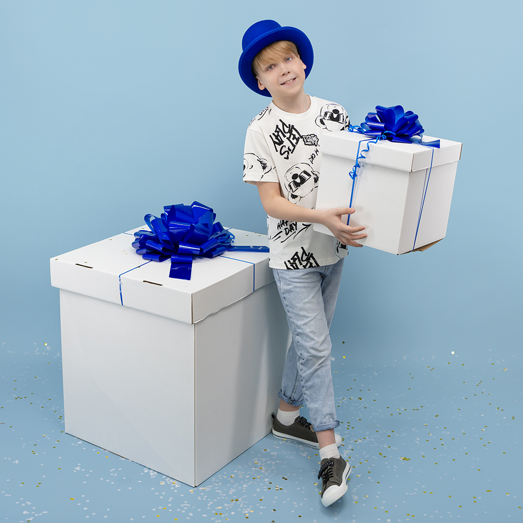 Бант Шар, Синий, Лаковый, 21 см, 1 шт. в упак. 