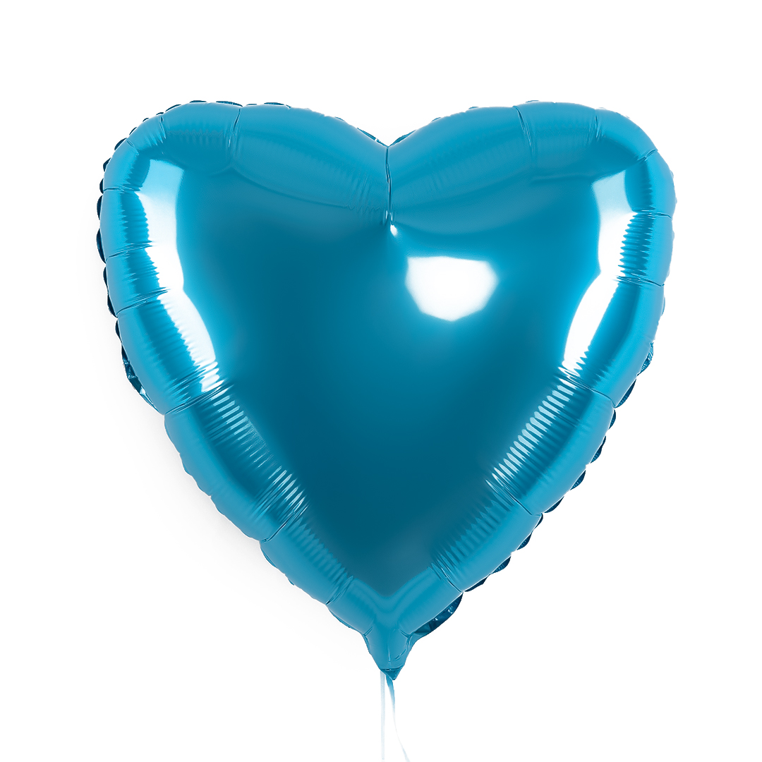Шар (18''/46 см) Сердце, Аквамарин, Сатин, 1 шт.