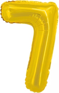 Шар с клапаном (16''/41 см) Мини-цифра, 7, Золото, 1 шт.