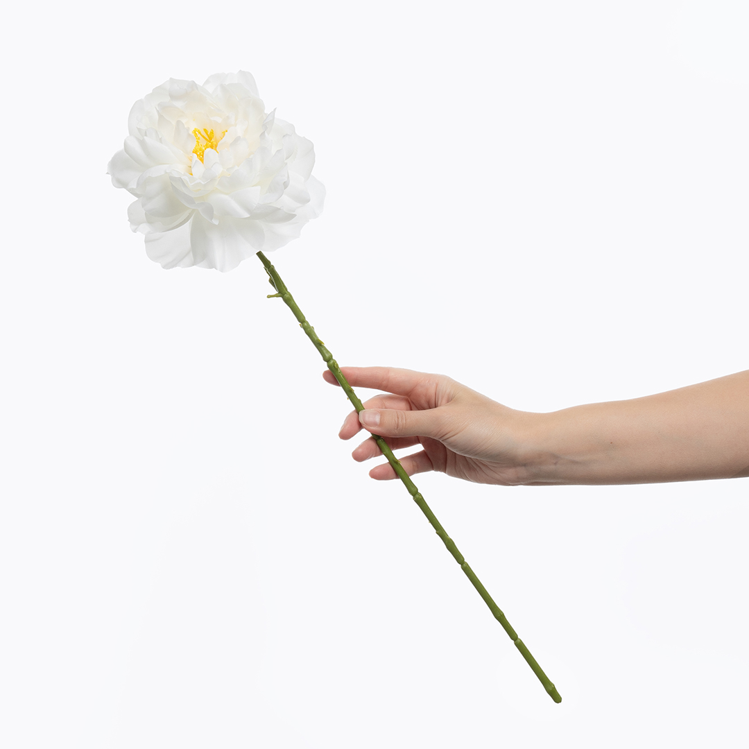 Пион, искусственный, Белый, 60 см, 1 шт. 