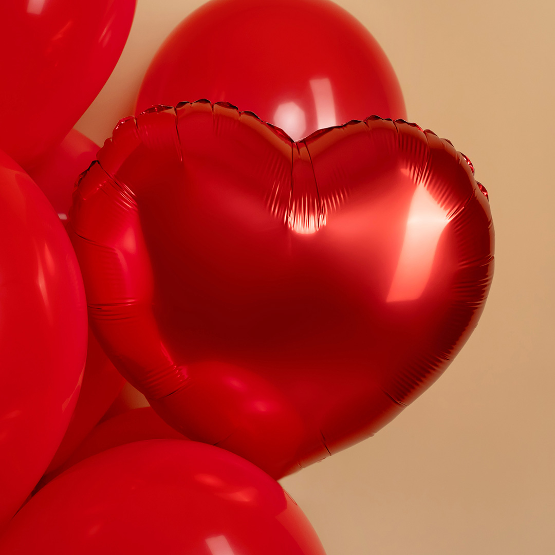 Шар (18''/46 см) Сердце, Красный, Металлик, 1 шт.