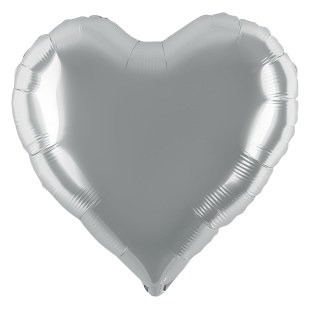 Шар (32''/81 см) Сердце, Серебро, Металлик, 1 шт.