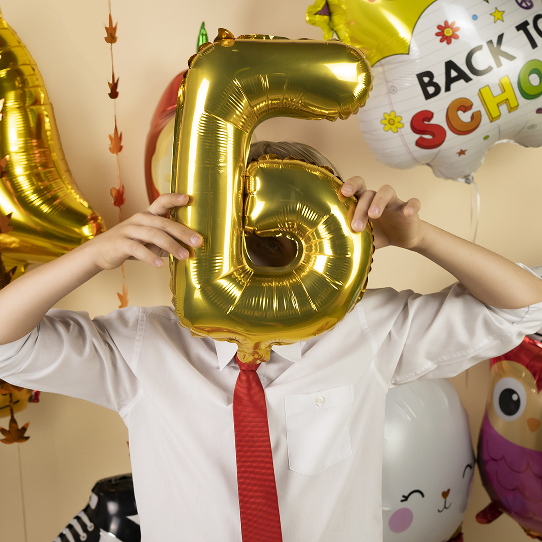 Шар (31''/79 см) Фигура, Солнце, Снова в Школу, 1 шт.