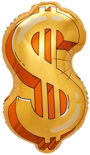 Шар (32''/81 см) Фигура, Знак Доллара, Золото, 1 шт. в уп.