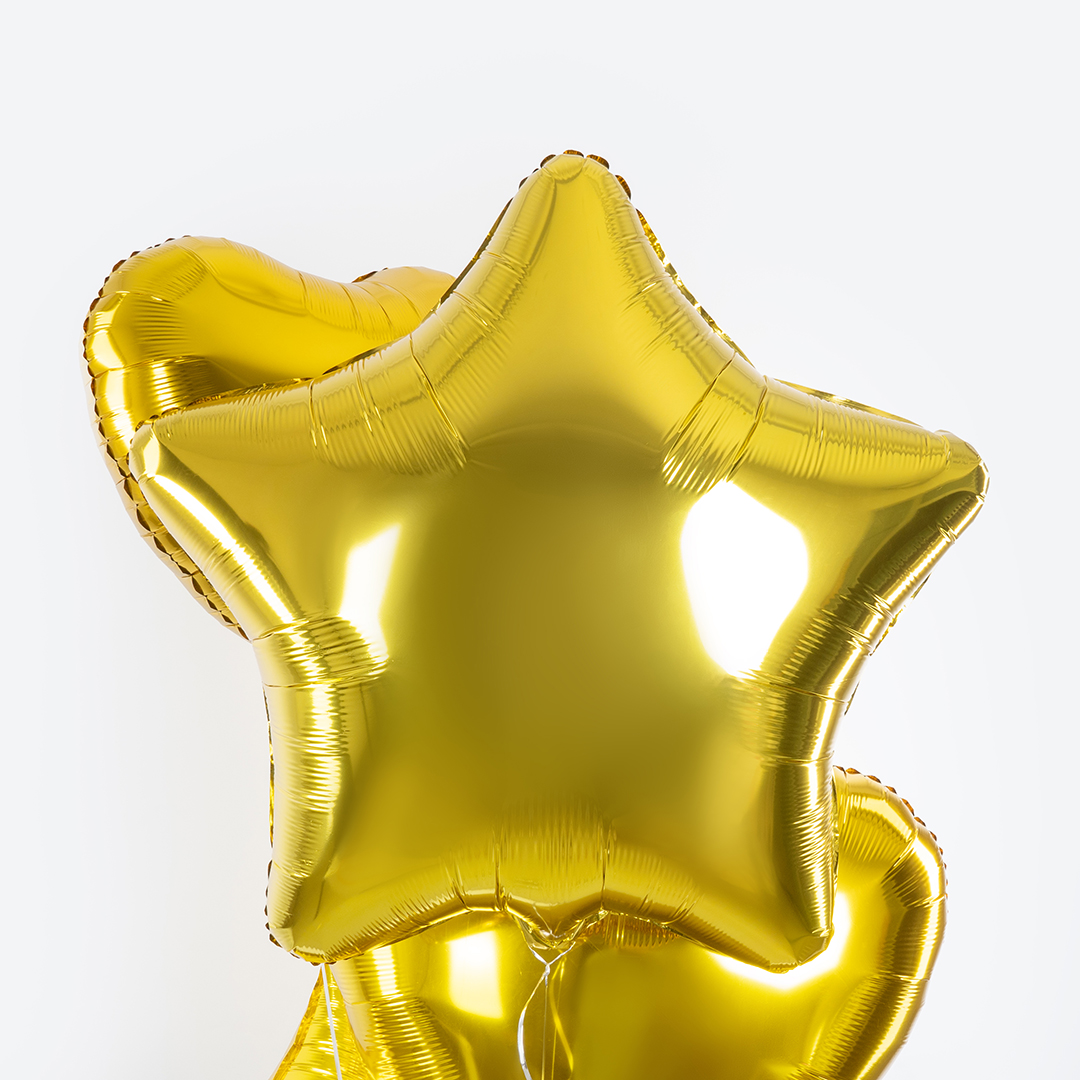 Шар (32''/81 см) Звезда, Золото, Металлик, 1 шт.