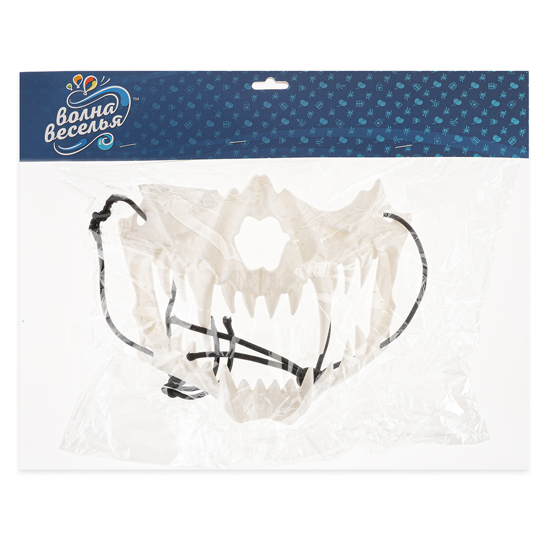 Карнавальная маска, Звериный оскал, Белый, 17*14 см, 1 шт. 