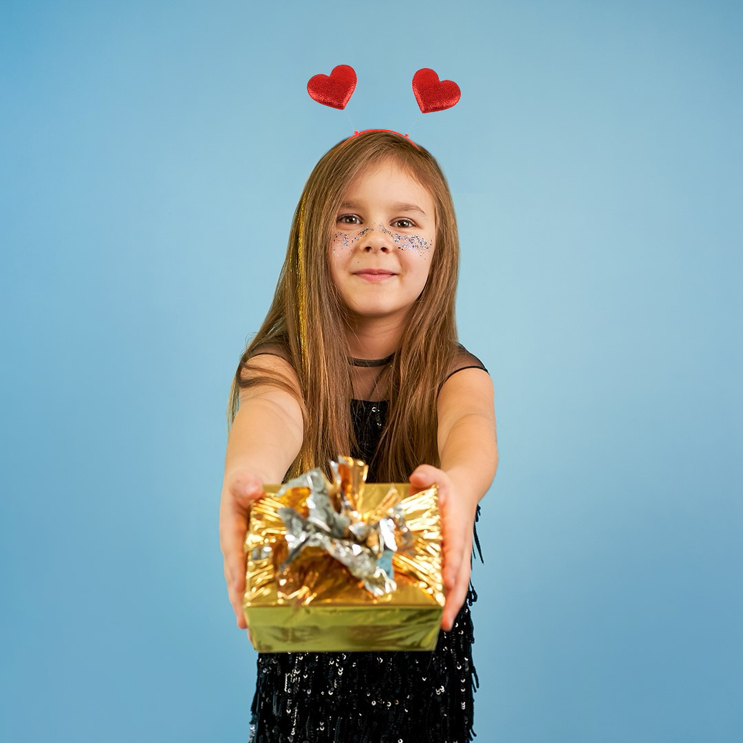 Ободок, Сердечки, Красный, с блестками, 1 шт. 